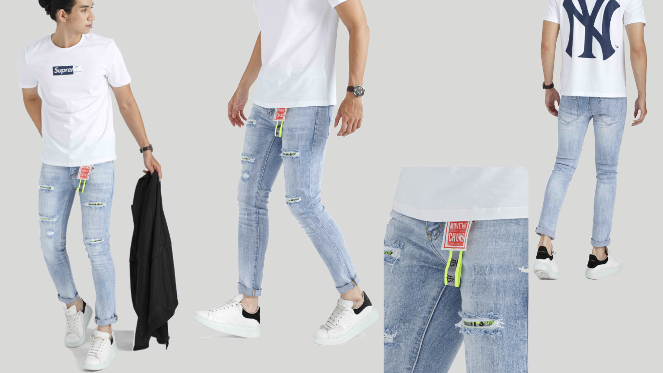 Long jeans and a round neck T-shirt Cb3